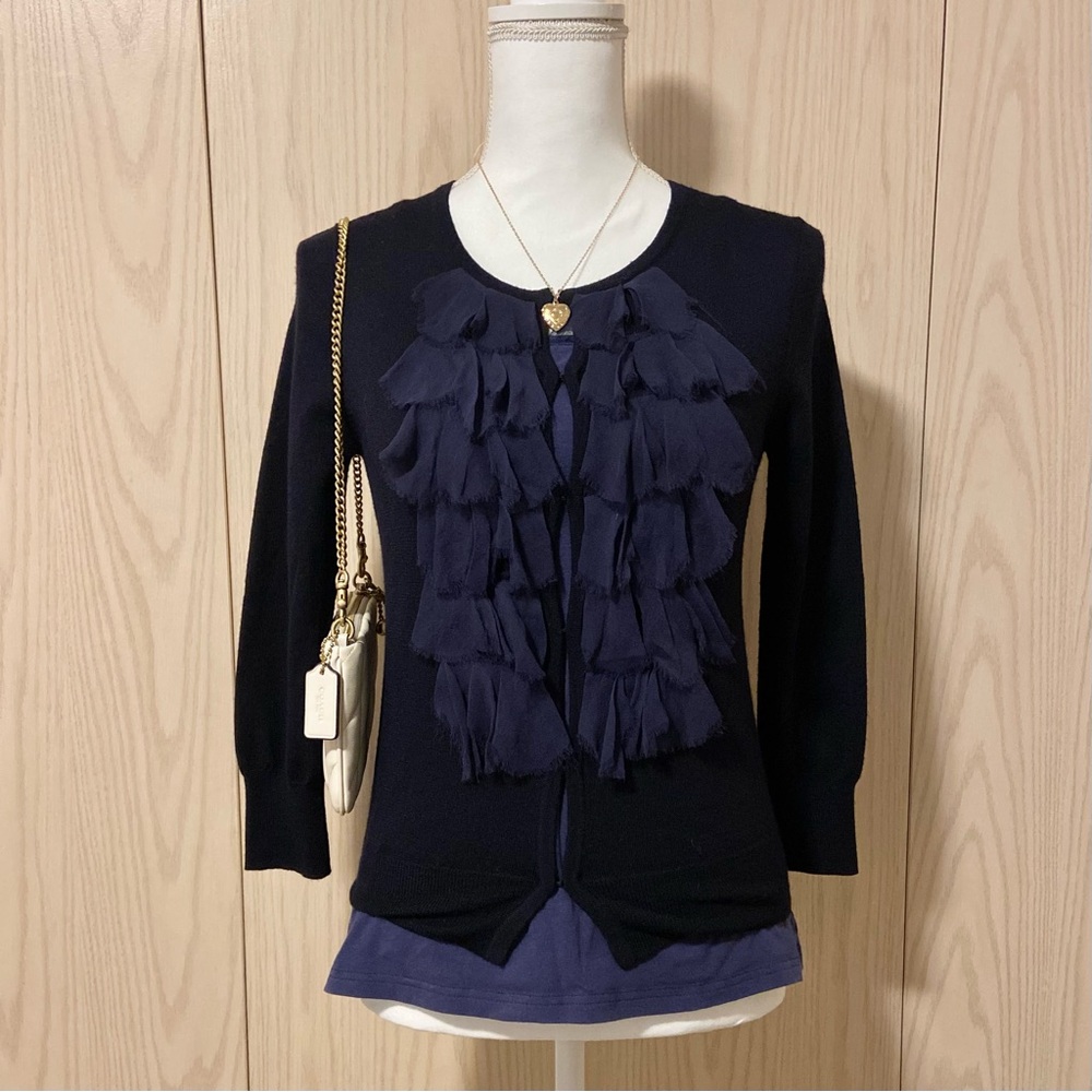 Vintage J. Crew 100% Merino Wool Sweater Womens Small Hook Closure Cardigan Blue